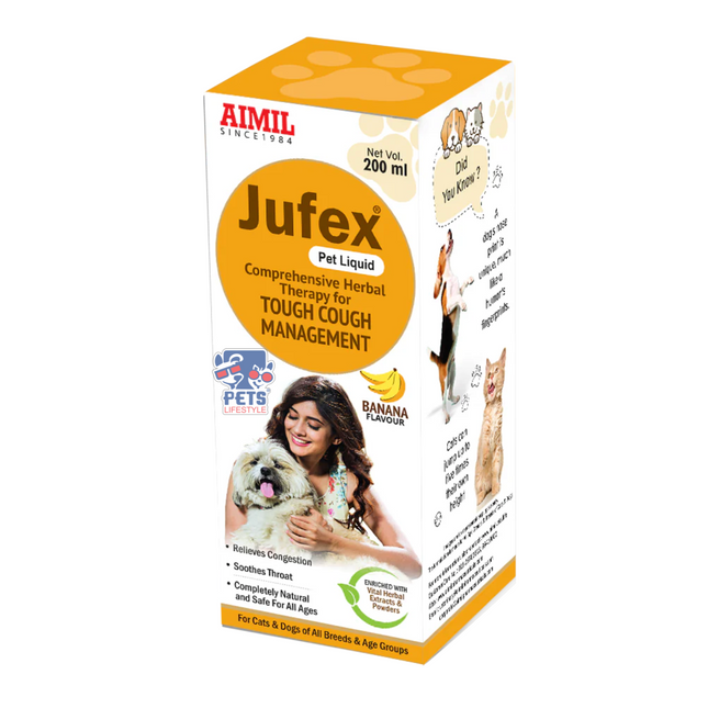 Aimil Jufex Pet Liquid (200 ml) Herbal Therapy for Tough Cough Management