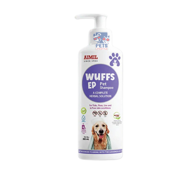 Aimil WUFFS-EP Pet Shampoo (200 ml) Tick & Flea Control