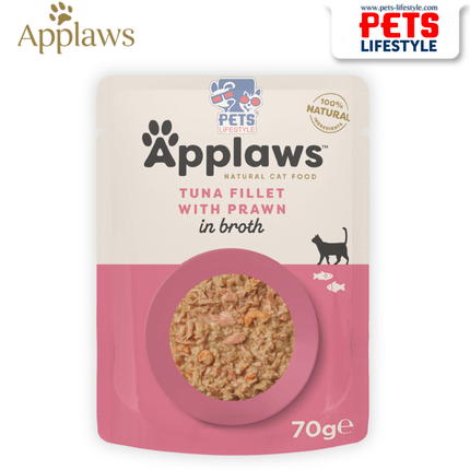 Applaws Natural Tuna Fillet with Prawn in Broth Wet Cat Food - 70 g