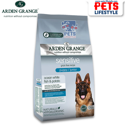 Arden Grange Dry Dog Food Puppy Junior Sensitive Ocean White Fish & Potato