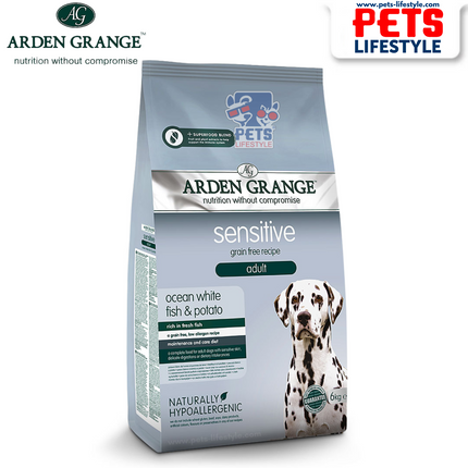 Arden Grange Dry Dog Food Adult Sensitive Ocean White Fish & Potato