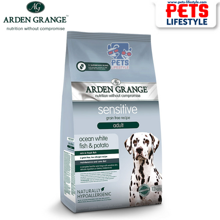 Arden Grange Dry Dog Food Adult Sensitive Ocean White Fish & Potato