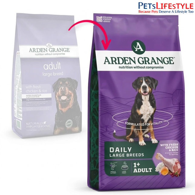 Arden Grange Adult Large Breed Dry Dog Food Chicken & Rice pack