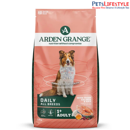 Arden Grange dog food packaging showing 2kg pack sizes