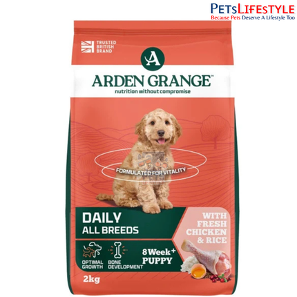 Arden Grange puppy junior dry dog food kibble close-up