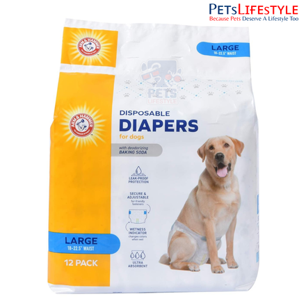 Arm & Hammer for Pets Female Dog Diapers – Large (12 Count)
