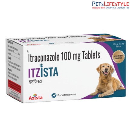 Itzista 100mg Itraconazole Tablets for Dogs – Chicken Flavoured Antifungal by Azista Vet (1x10 Tablets)
