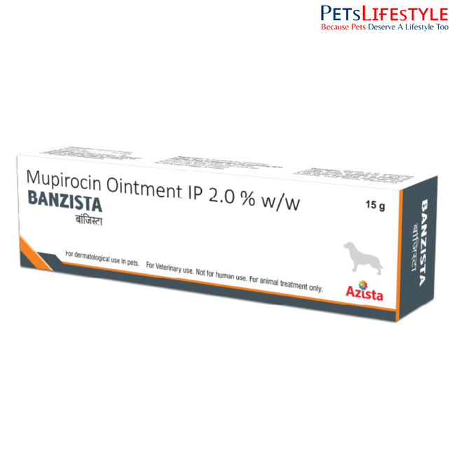 Banzista Mupirocin 2% Ointment for Dogs – Topical Antibiotic for Skin Infections by Azista Vet (15g Tube)
