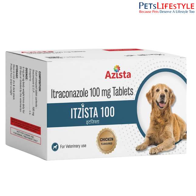 Itzista 100mg Itraconazole Tablets for Dogs – Chicken Flavoured Antifungal by Azista Vet (1x10 Tablets)