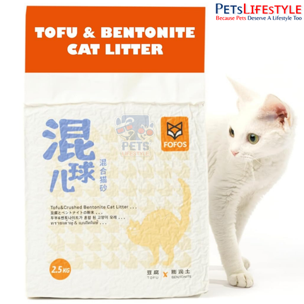 FOFOS Tofu and Crushed Bentonite cat litter 2.5 kg 6 L bag front