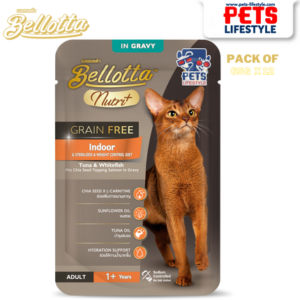 Bellotta NutriPlus Indoor & Weight Control Formula – Tuna & Whitefish in Gravy