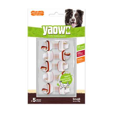 Gnawlers Yaowo Knotted Chicken & Liver Dog Treat – 4 inch