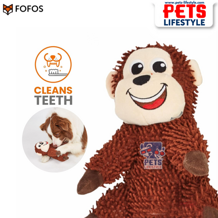 FOFOS Tough Dog Toy – Monkey | Squeaky Plush Toy for Dogs