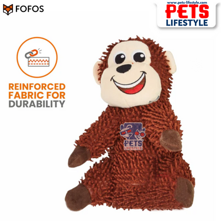 FOFOS Tough Dog Toy – Monkey | Squeaky Plush Toy for Dogs