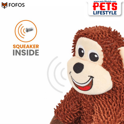 FOFOS Tough Dog Toy – Monkey | Squeaky Plush Toy for Dogs