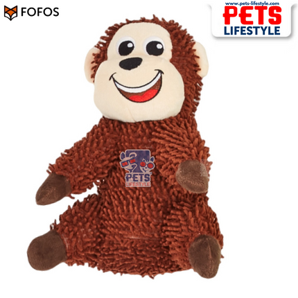 FOFOS Tough Dog Toy – Monkey | Squeaky Plush Toy for Dogs