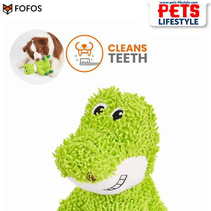 FOFOS Tough Dog Toy – Alligator | Reinforced Plush Squeaky Toy for Dogs