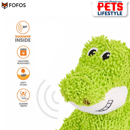 FOFOS Tough Dog Toy – Alligator | Reinforced Plush Squeaky Toy for Dogs