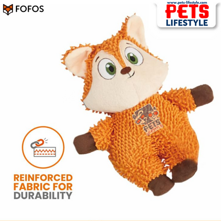 FOFOS Tough Dog Toy – Fox | Squeaky Plush Toy for Dogs