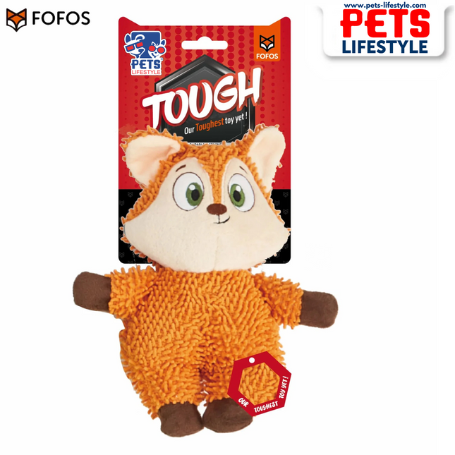 FOFOS Tough Dog Toy – Fox | Squeaky Plush Toy for Dogs