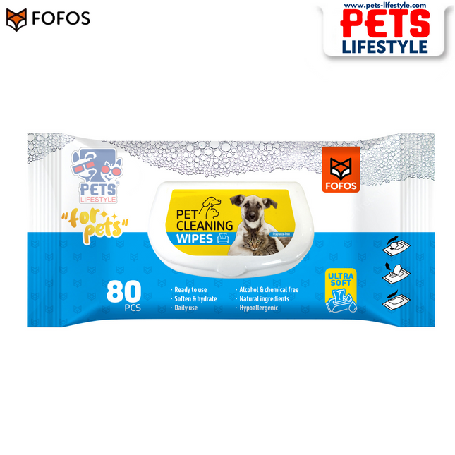FOFOS Pet Cleaning Wipes – 80ct Unscented | Gentle Everyday Hygiene for Dogs & Cats
