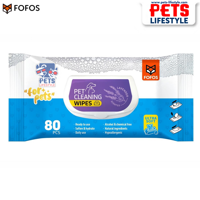 FOFOS Lavender Scented Pet Cleaning Wipes | 80 Wipes