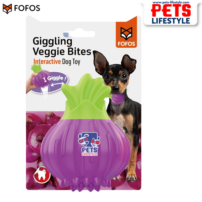FOFOS Giggling Vegi-Bites Dog Toy (Onion)  Moderate Chew Toys