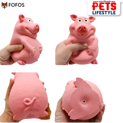 FOFOS Latex Bi Toy Pig Durable Latex Chew Toy for Dogs