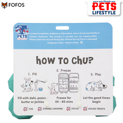 FOFOS Barkbutler Chu The Bone (Green) Chew Treat Toy for Dogs