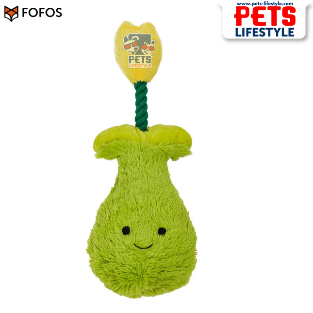 FOFOS Garden Tulip Dog Toy – Green & Yellow | Squeaky Rope Plush Toy