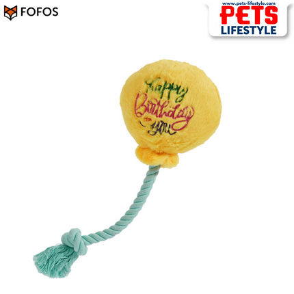FOFOS Birthday Balloon Plush Dog Toy – Soft & Squeaky Rope Toy | Perfect Birthday Gift for Dogs