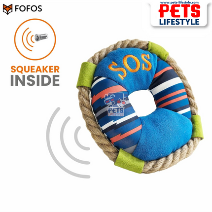 FOFOS S.O.S Ring Plush Dog Toy – Eco-Friendly Rope & Plush Toy with Squeaker