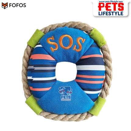 FOFOS S.O.S Ring Plush Dog Toy – Eco-Friendly Rope & Plush Toy with Squeaker