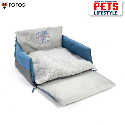 FOFOS Car Seat Carrier & Bed – Grey & Blue