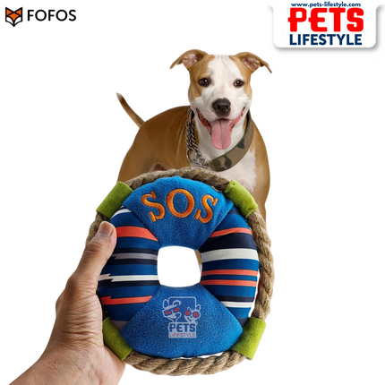 FOFOS S.O.S Ring Plush Dog Toy – Eco-Friendly Rope & Plush Toy with Squeaker