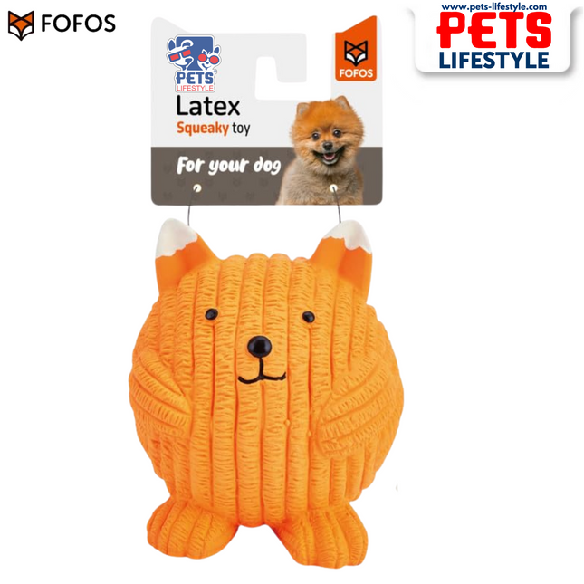 FOFOS Latex Toy – Fox Ball Latex Durable Squeaky Chew Toy