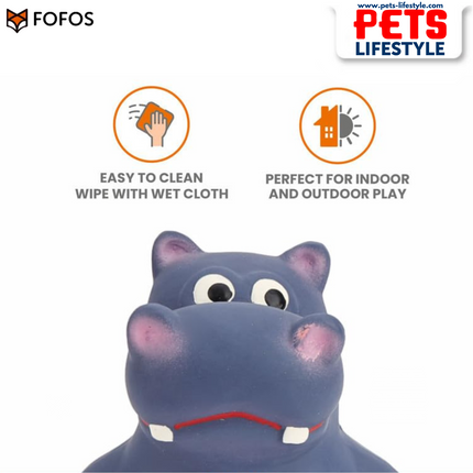FOFOS Latex Toy Hippo – Natural Latex Squeaky Chew Toy