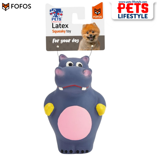 FOFOS Latex Toy Hippo – Natural Latex Squeaky Chew Toy
