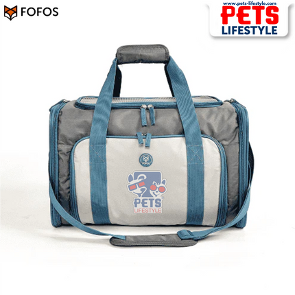 FOFOS Expandable Foldable Carrier for Dogs & Cats – Grey/Blue