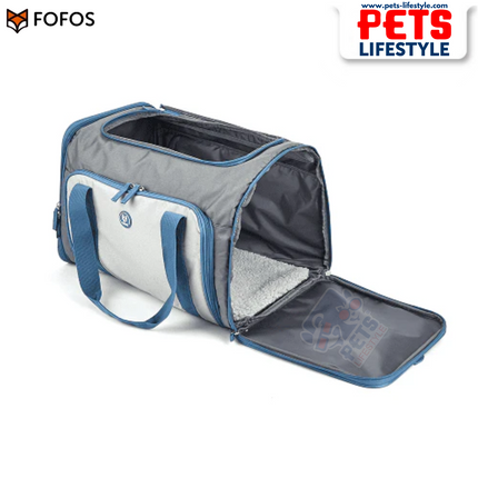 FOFOS Expandable Foldable Carrier for Dogs & Cats – Grey/Blue