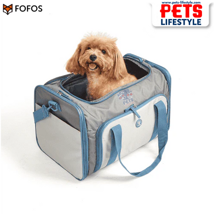 FOFOS Expandable Foldable Carrier for Dogs & Cats – Grey/Blue