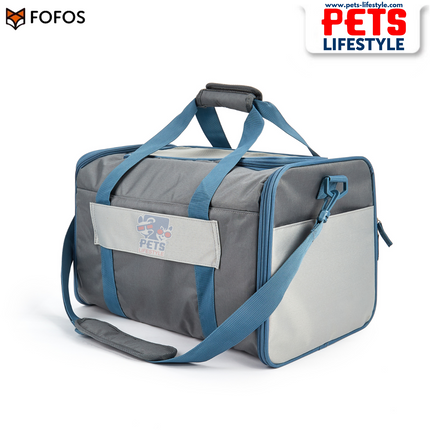 FOFOS Expandable Foldable Carrier for Dogs & Cats – Grey/Blue