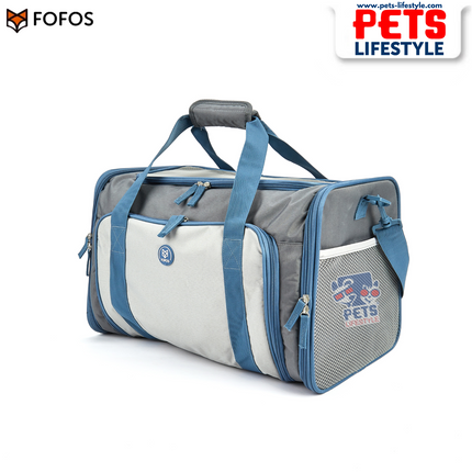 FOFOS Expandable Foldable Carrier for Dogs & Cats – Grey/Blue