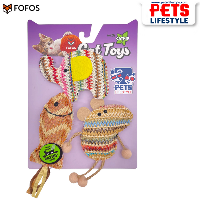 FOFOS Interactive Chic Cat Toy 3pk – Brown CATNIP TOYS