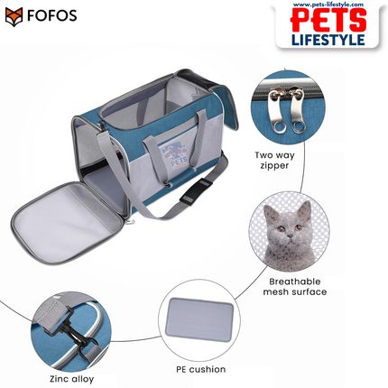 FOFOS Standard Carrier for Dogs & Cats – Grey/Blue