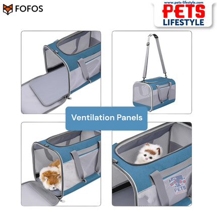 FOFOS Standard Carrier for Dogs & Cats – Grey/Blue