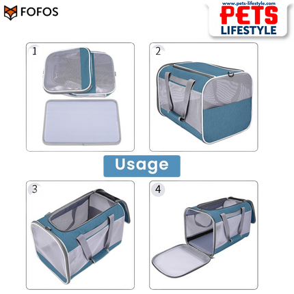 FOFOS Standard Carrier for Dogs & Cats – Grey/Blue