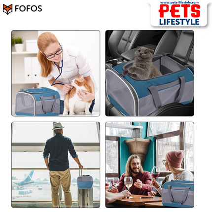 FOFOS Standard Carrier for Dogs & Cats – Grey/Blue