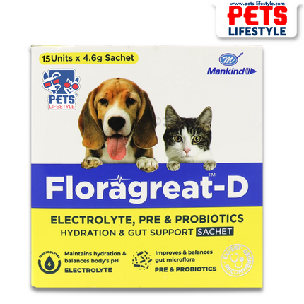 Mankind Floragreat D Probiotic & Electrolyte Supplements for Dogs and Cats