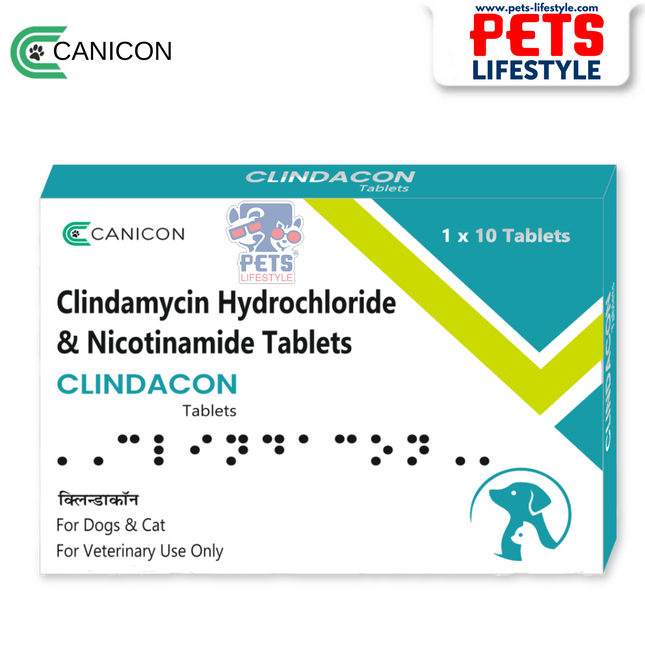 Canicon Clindacon Tablets  Broad-Spectrum Antibiotic for Dogs & Cats (1x10 Tabs)